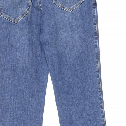 Topshop Womens Blue Cotton Straight Jeans Size 30 L32 in Regular Zip
