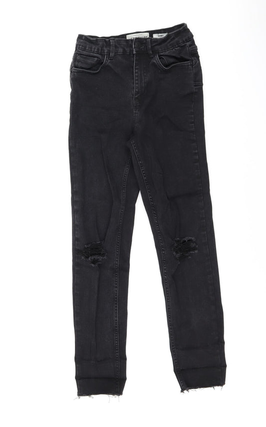 New Look Womens Black Cotton Skinny Jeans Size 6 L25.5 in Regular Zip
