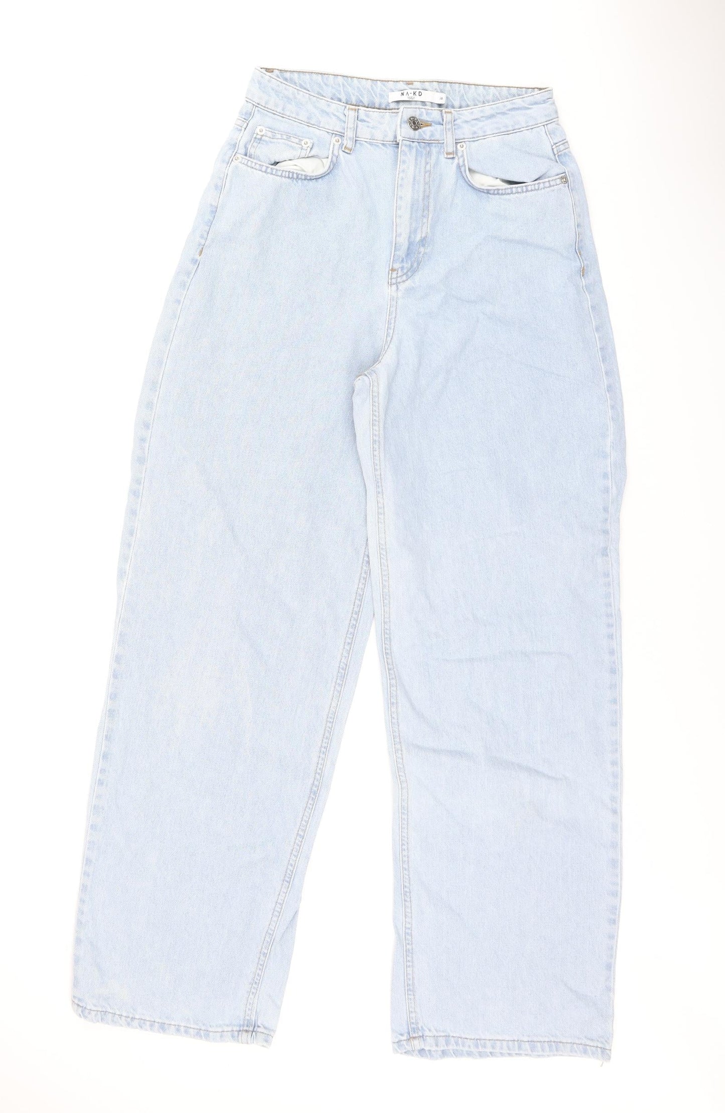 NA-KD Womens Blue Polyester Mom Jeans Size 8 L30 in Regular Zip