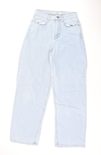 NA-KD Womens Blue Polyester Mom Jeans Size 8 L30 in Regular Zip
