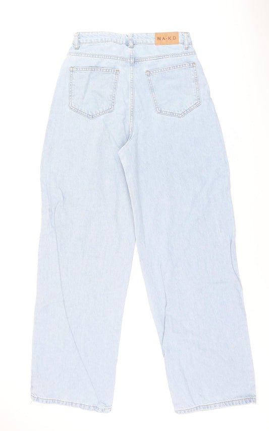NA-KD Womens Blue Polyester Mom Jeans Size 8 L30 in Regular Zip