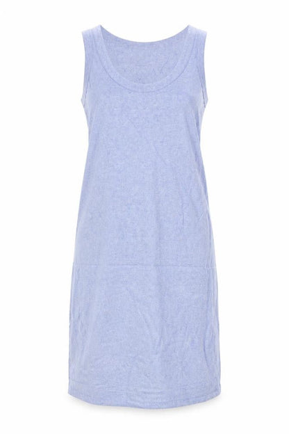 Marks and Spencer Womens Blue Linen Tank Dress Size 6 Scoop Neck Pullover