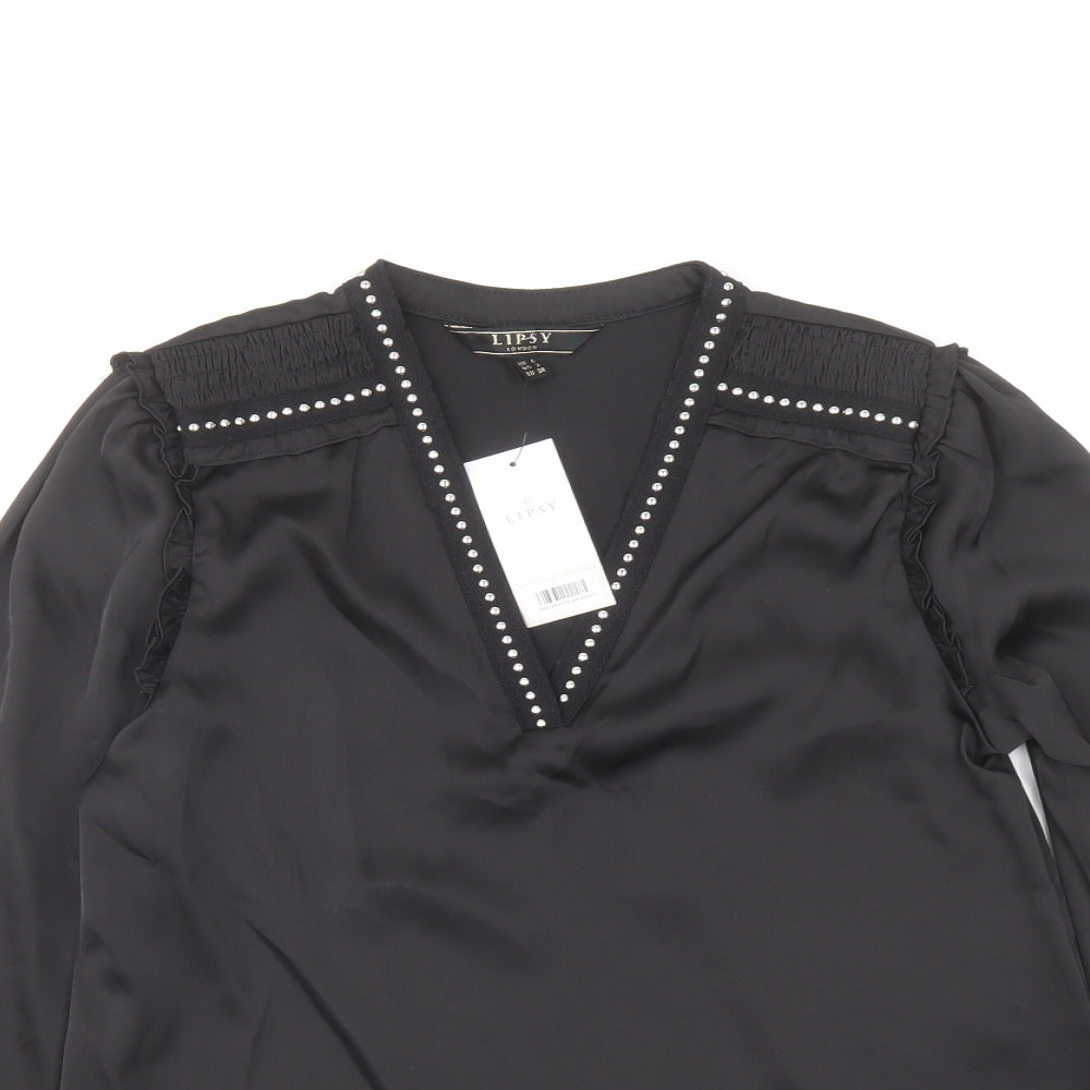 Womens UK Size 6 Lipsy Black Basic Blouse