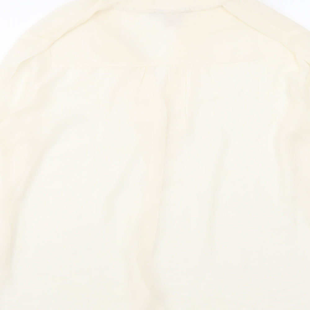 FOREVER 21 Womens Ivory Polyester Basic Button-Up Size M V-Neck