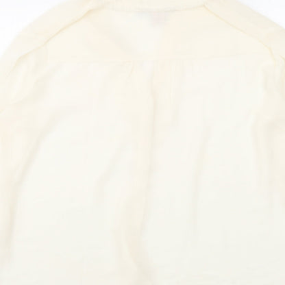 FOREVER 21 Womens Ivory Polyester Basic Button-Up Size M V-Neck