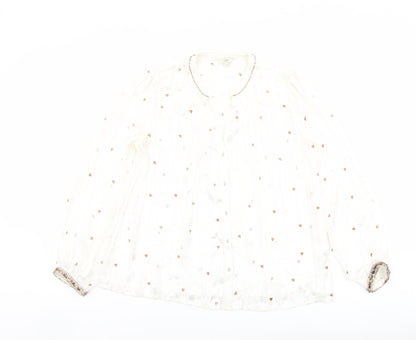 NEXT Womens Ivory Geometric Polyester Basic Blouse Size 12 Round Neck - Heart Print