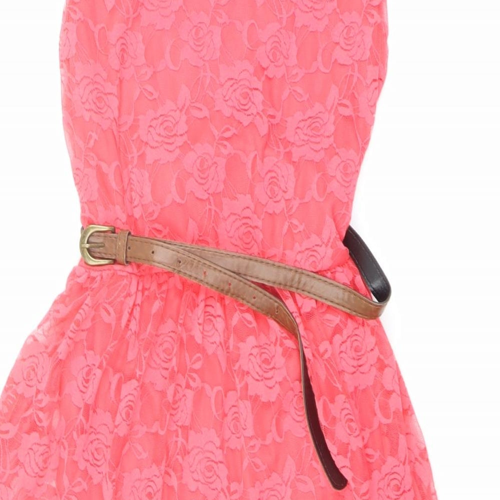 Instyle Womens Pink Floral Polyester A-Line Size S Boat Neck Pullover