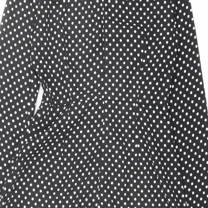 Saint Genies Womens Black Polka Dot Polyester A-Line Size 10 V-Neck Zip