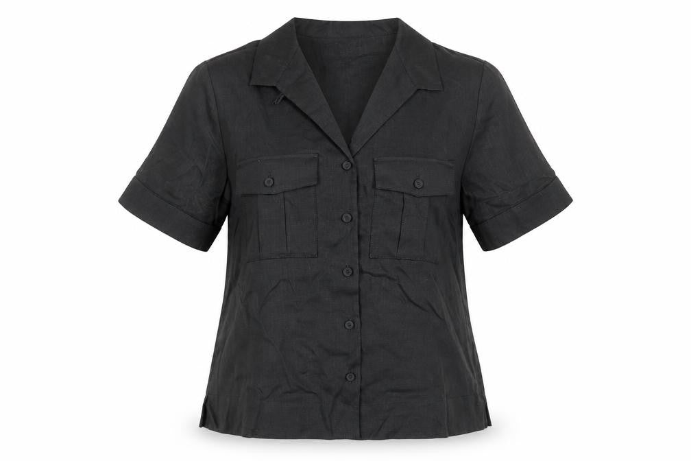 Womens UK Size 6 Autograph Black Basic Button-Up