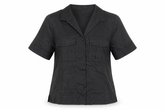 Womens UK Size 6 Autograph Black Basic Button-Up