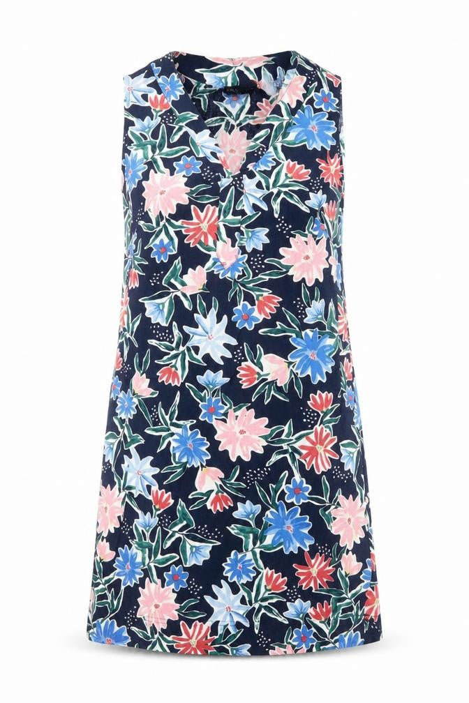 Marks and Spencer Womens Multicoloured Floral Linen A-Line Size 6 V-Neck Pullover