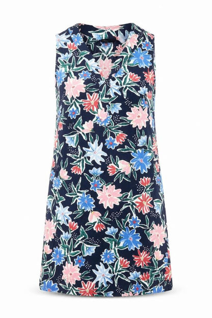 Marks and Spencer Womens Multicoloured Floral Linen A-Line Size 6 V-Neck Pullover