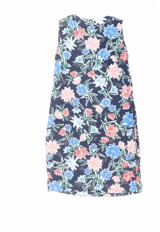 Marks and Spencer Womens Multicoloured Floral Linen A-Line Size 6 V-Neck Pullover
