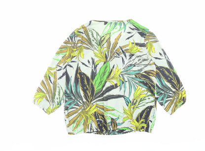 Betty Barclay Womens Green Geometric Polyester Basic Blouse Size 10 Round Neck - Leaf Pattern