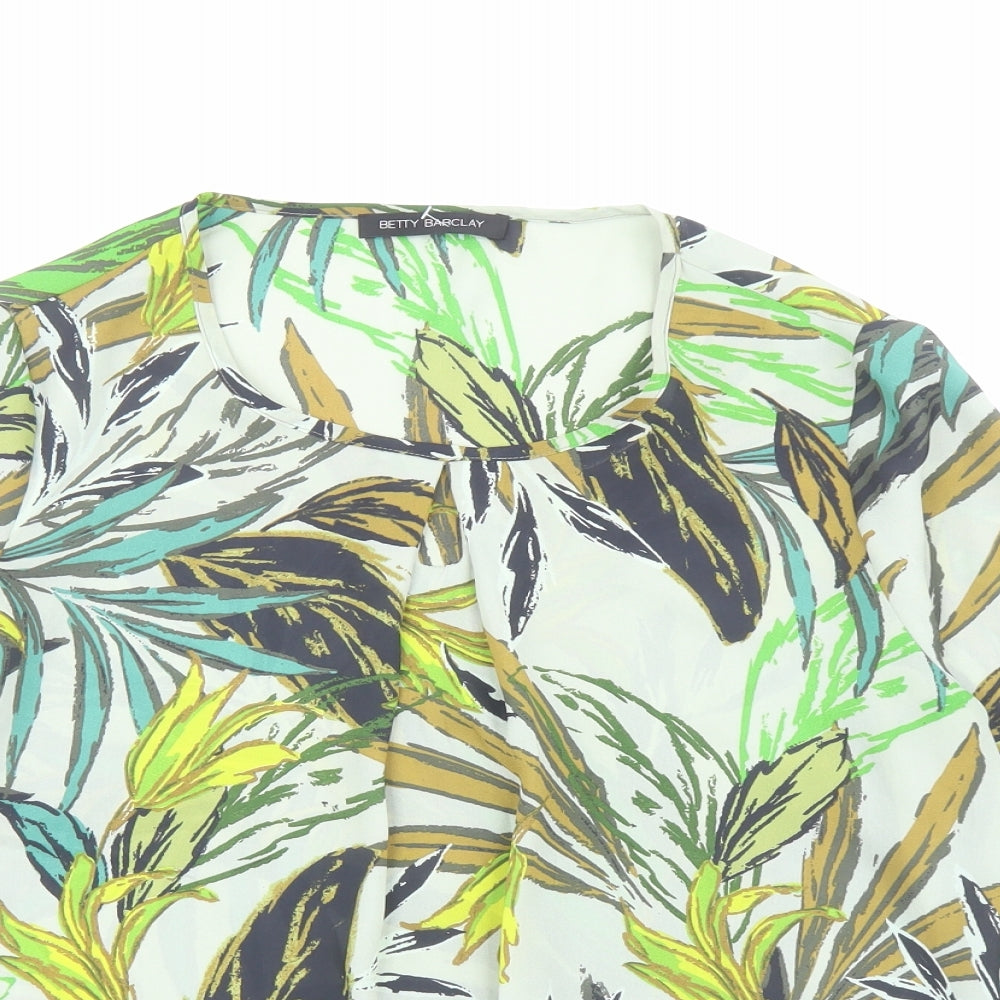Betty Barclay Womens Green Geometric Polyester Basic Blouse Size 10 Round Neck - Leaf Pattern