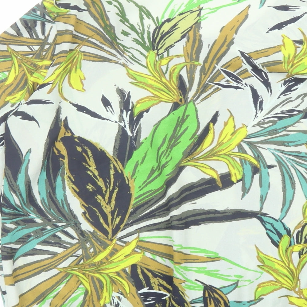 Betty Barclay Womens Green Geometric Polyester Basic Blouse Size 10 Round Neck - Leaf Pattern