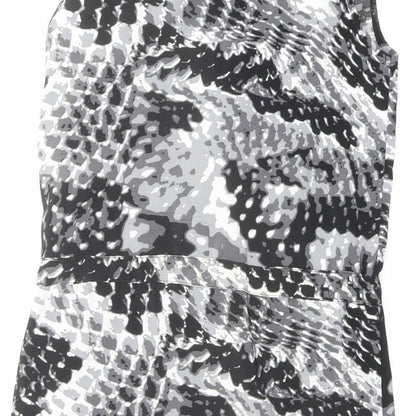 Luxe Womens Black Geometric Polyester Shift Size 8 V-Neck Button