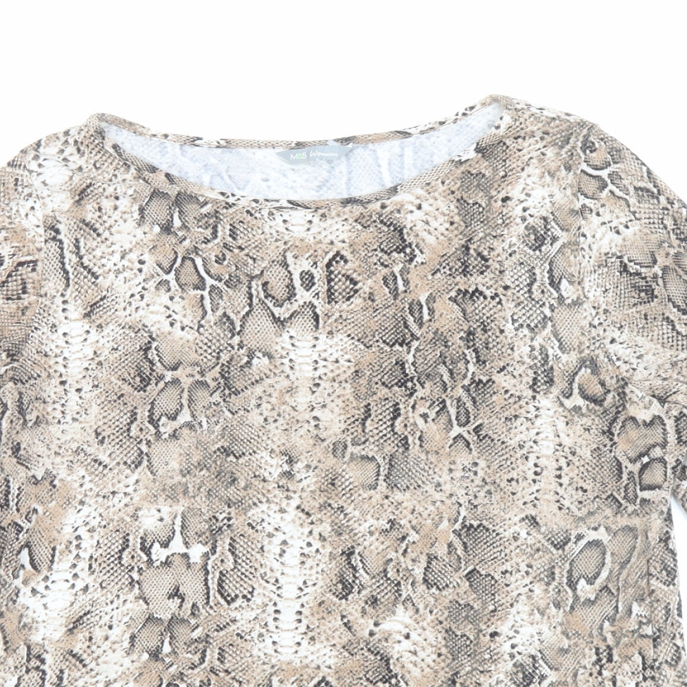 Womens UK Size 14 Marks and Spencer Brown Basic T-Shirt