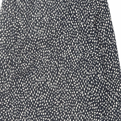 Marks and Spencer Womens Black Geometric Polyester A-Line Size 8 Round Neck Pullover