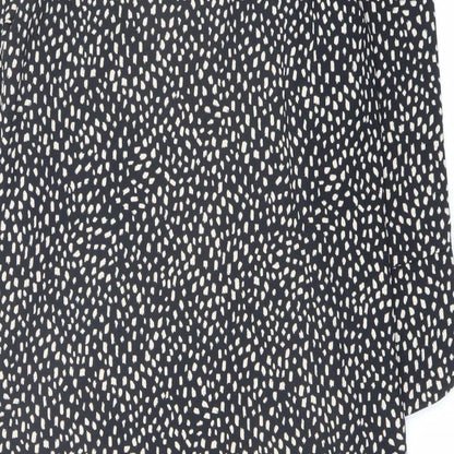 Marks and Spencer Womens Black Geometric Polyester A-Line Size 8 Round Neck Pullover
