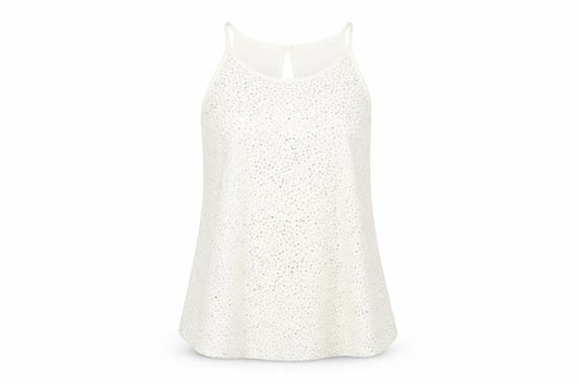 Front view of Cooperative women’s ivory acetate basic tank, size L, scoop neck - embellished