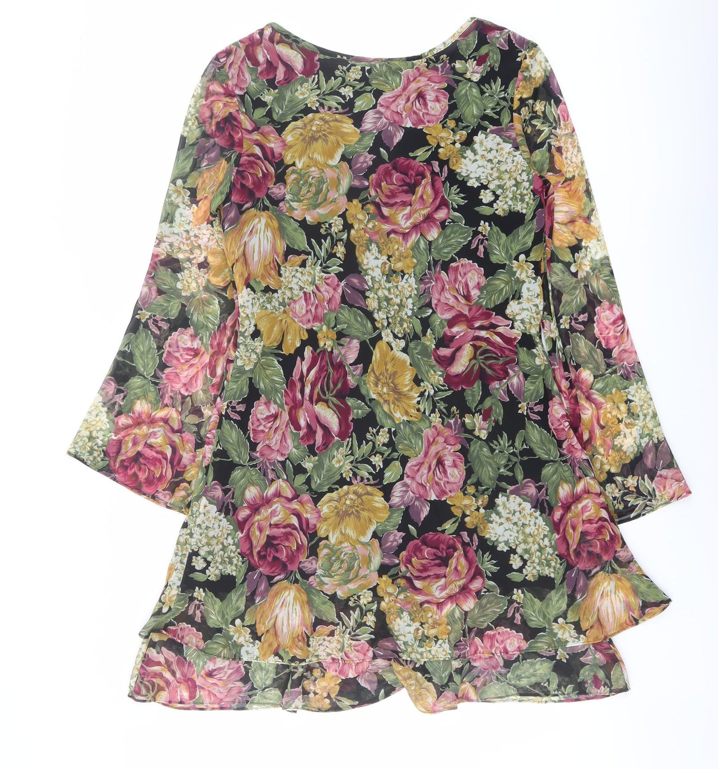 Bonnie Marx Womens Multicoloured Floral Polyester A-Line Size 4 Round Neck Pullover