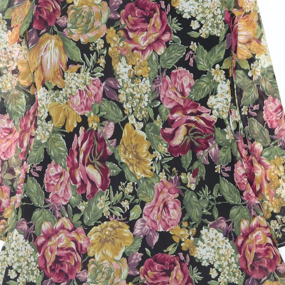 Bonnie Marx Womens Multicoloured Floral Polyester A-Line Size 4 Round Neck Pullover