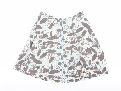 French Connection Womens Multicoloured Floral Cotton A-Line Skirt Size 12 Zip