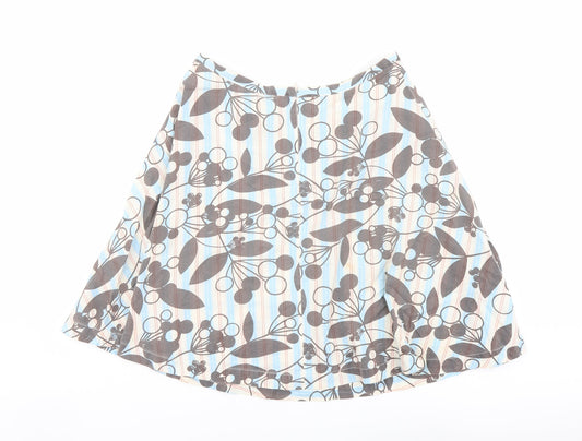 French Connection Womens Multicoloured Floral Cotton A-Line Skirt Size 12 Zip