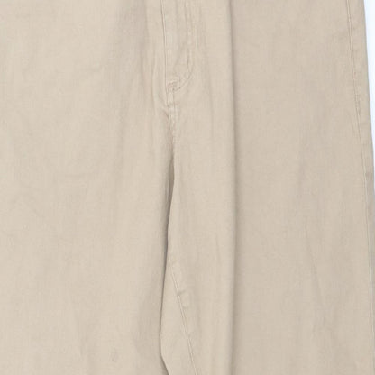 John Blair Womens Beige Cotton Straight Jeans Size 12 L28 in Regular Button
