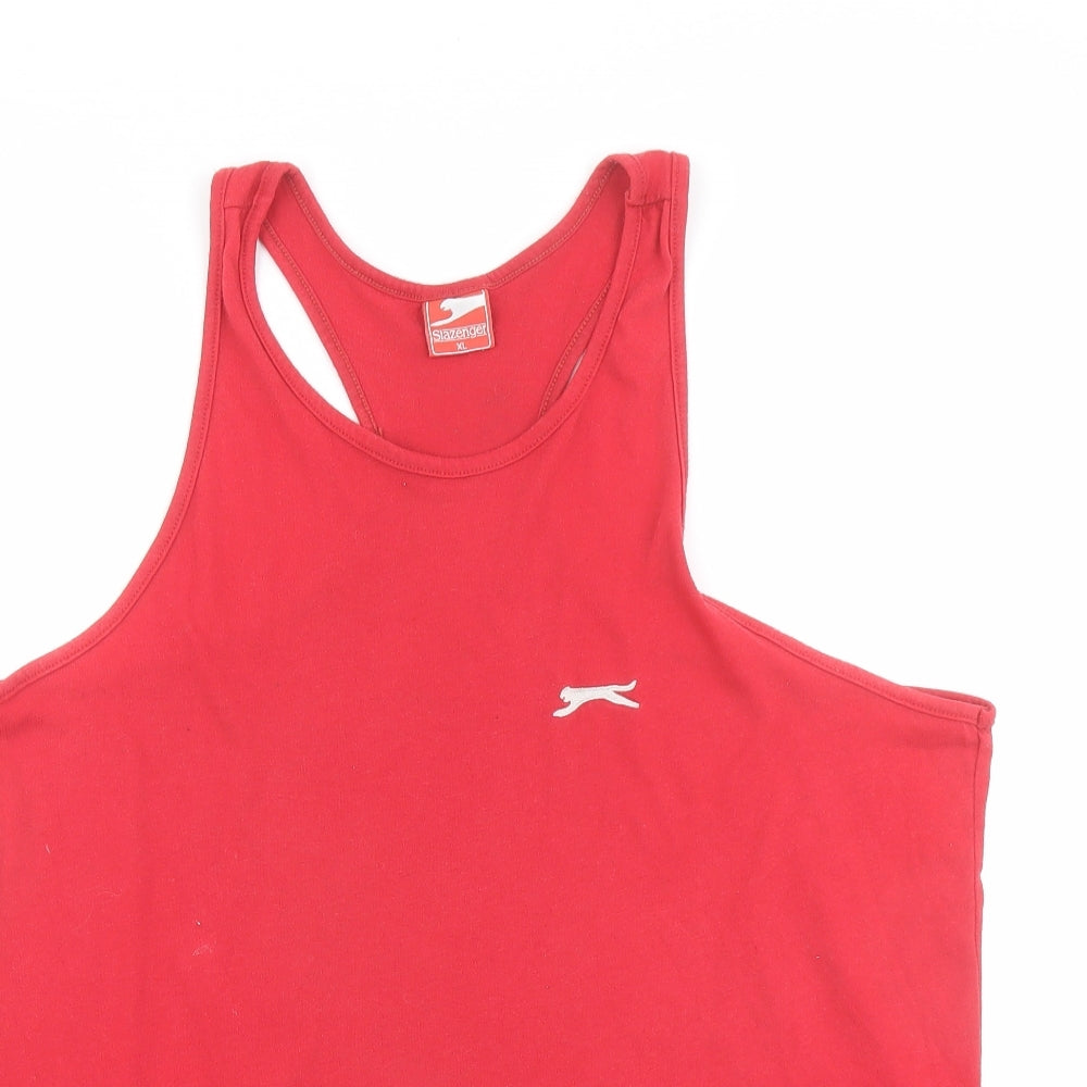 Slazenger Mens Red Polyester T-Shirt Size XL Round Neck