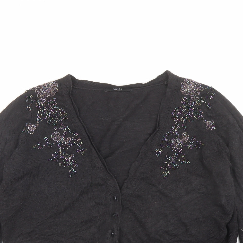 Womens UK Size 16 Marks and Spencer Black Cardigan Jumper