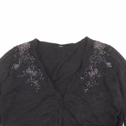 Womens UK Size 16 Marks and Spencer Black Cardigan Jumper