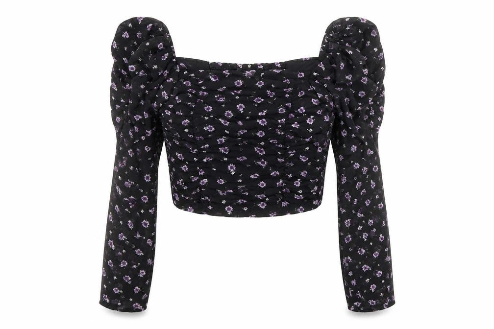 Womens UK Size 4 H&M Black Cropped Blouse