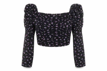 Womens UK Size 4 H&M Black Cropped Blouse
