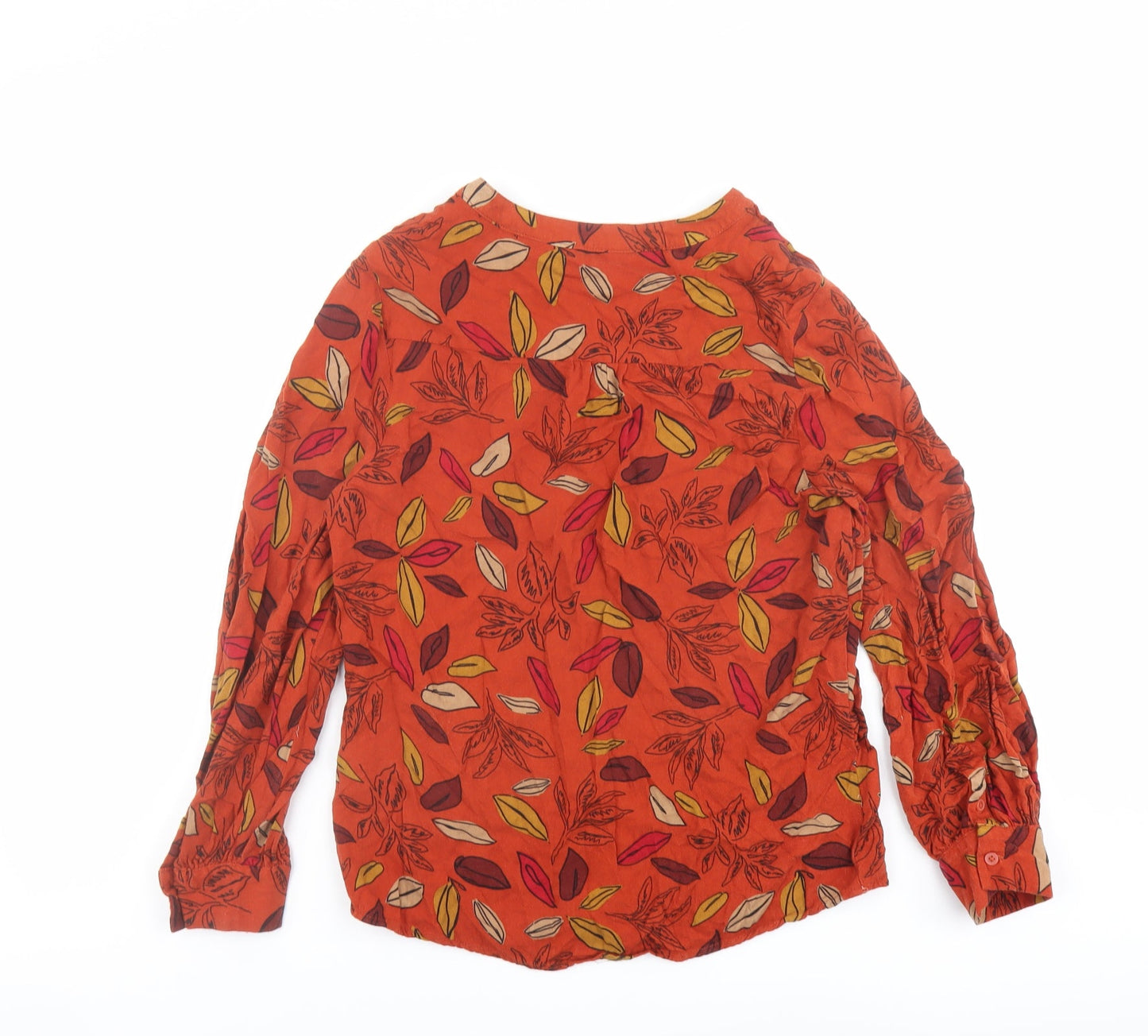 EWM Womens Red Floral Viscose Basic Blouse Size 12 V-Neck