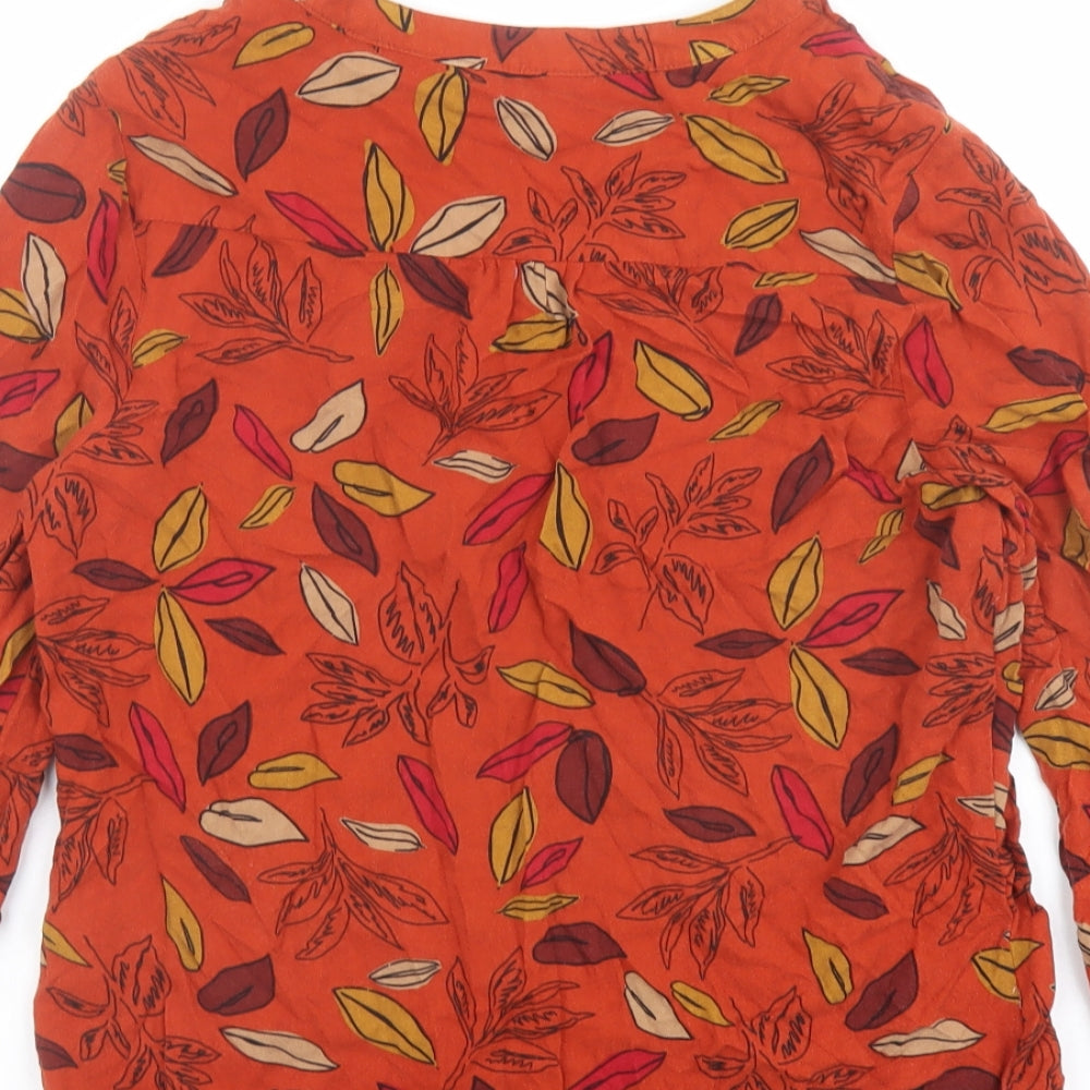 EWM Womens Red Floral Viscose Basic Blouse Size 12 V-Neck