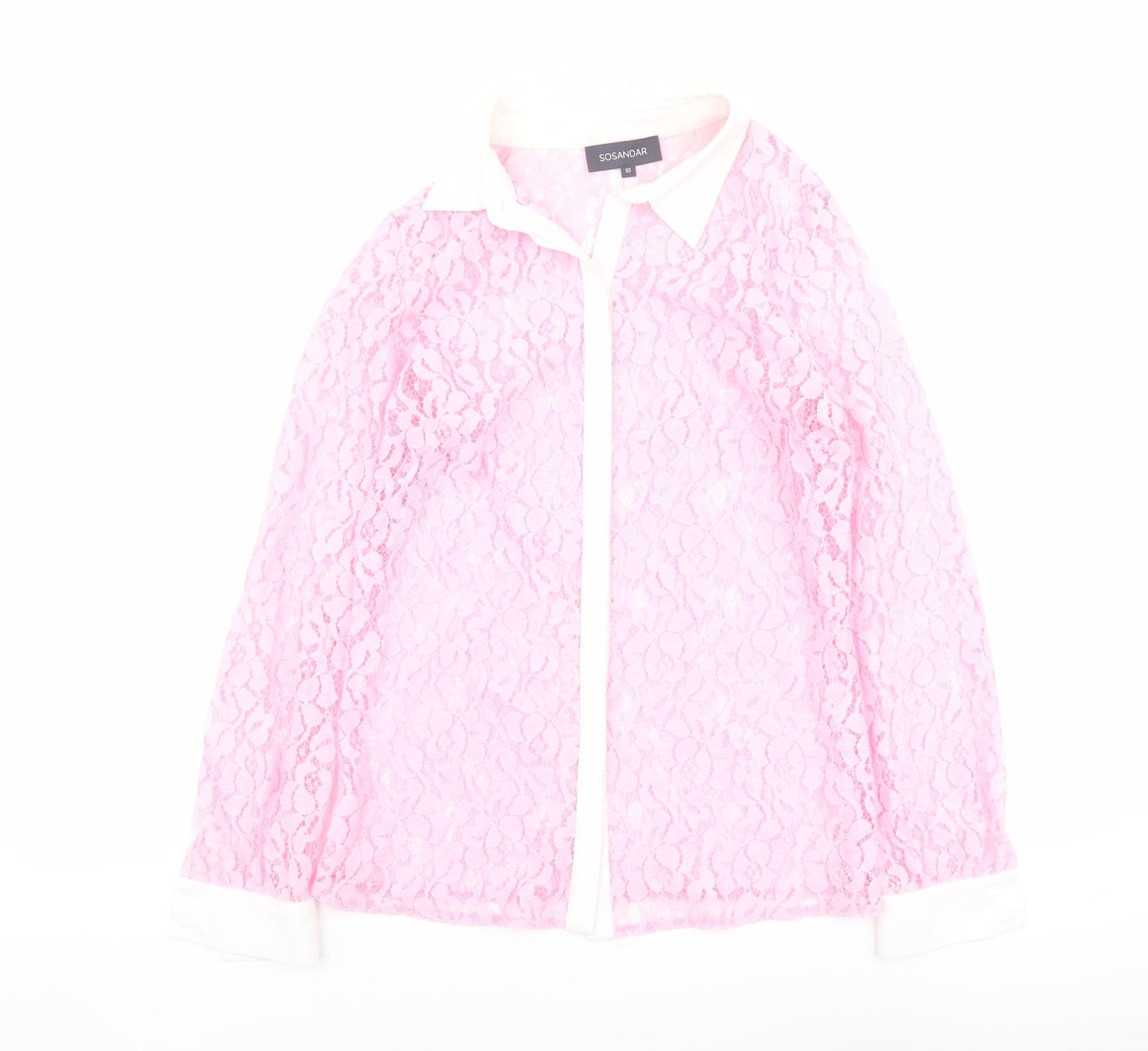 Womens UK Size 10 Sosandar Pink Basic Button-Up