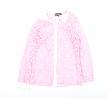 Womens UK Size 10 Sosandar Pink Basic Button-Up
