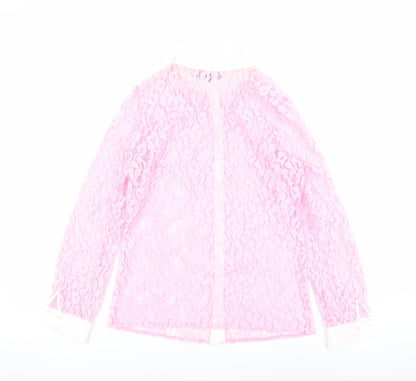 Womens UK Size 10 Sosandar Pink Basic Button-Up