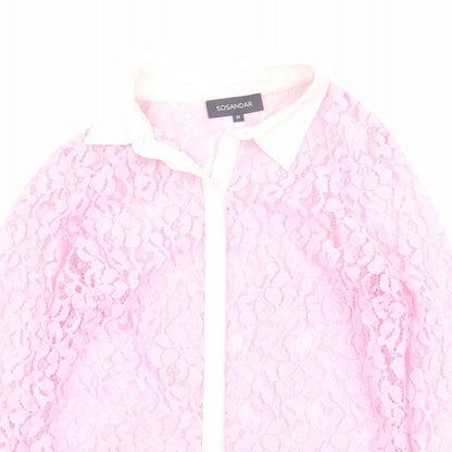 Womens UK Size 10 Sosandar Pink Basic Button-Up