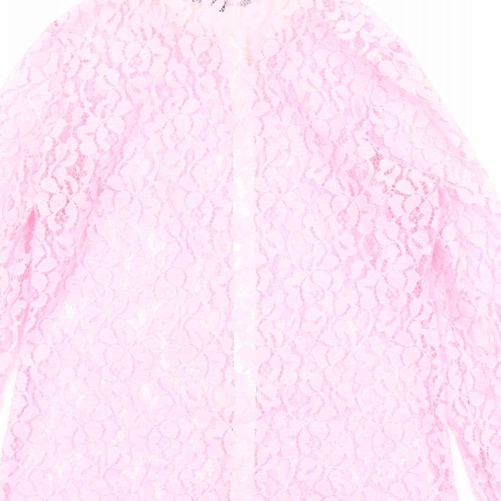 Womens UK Size 10 Sosandar Pink Basic Button-Up
