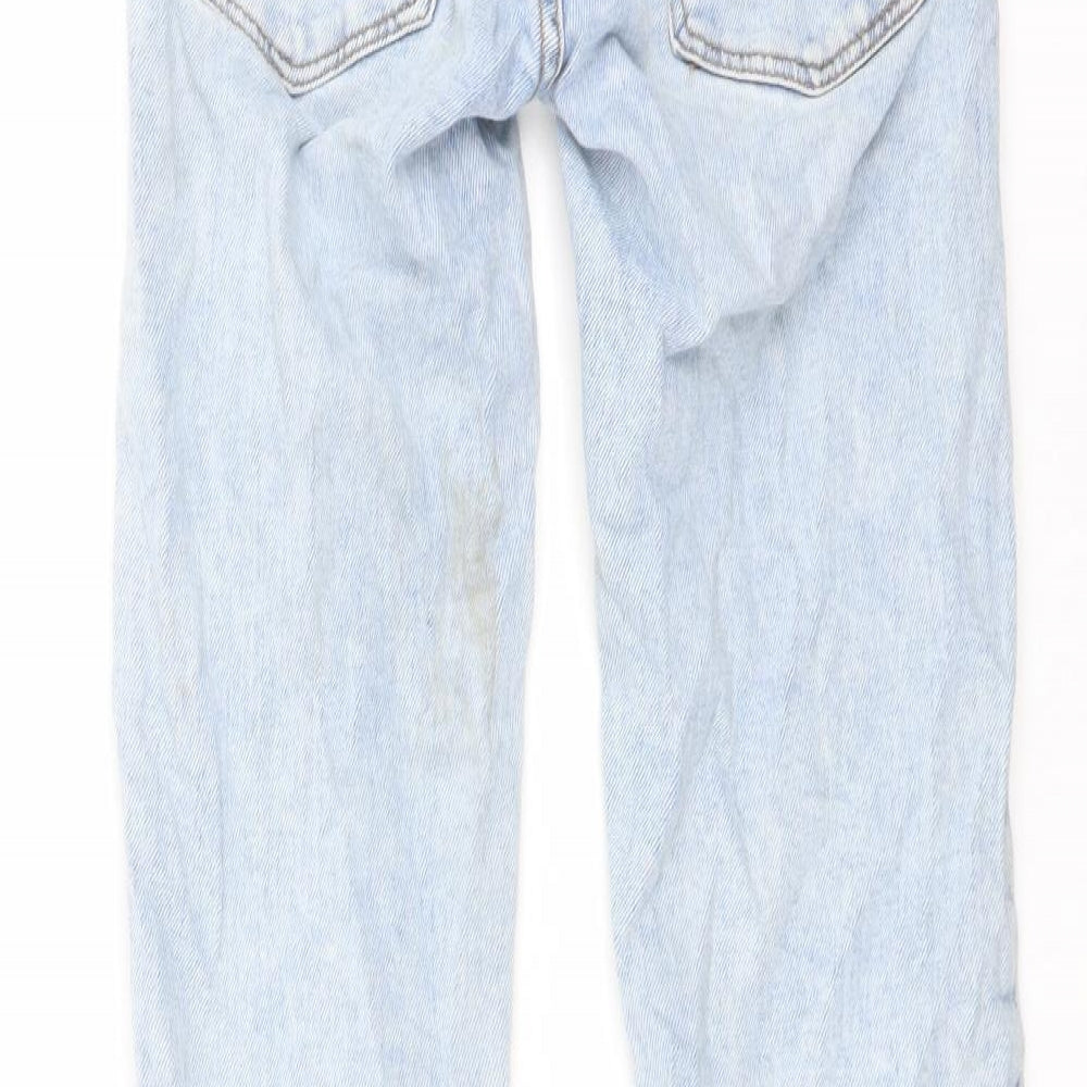 Zara Boys Blue Cotton Straight Jeans Size 10 Years Regular Button - Distressed