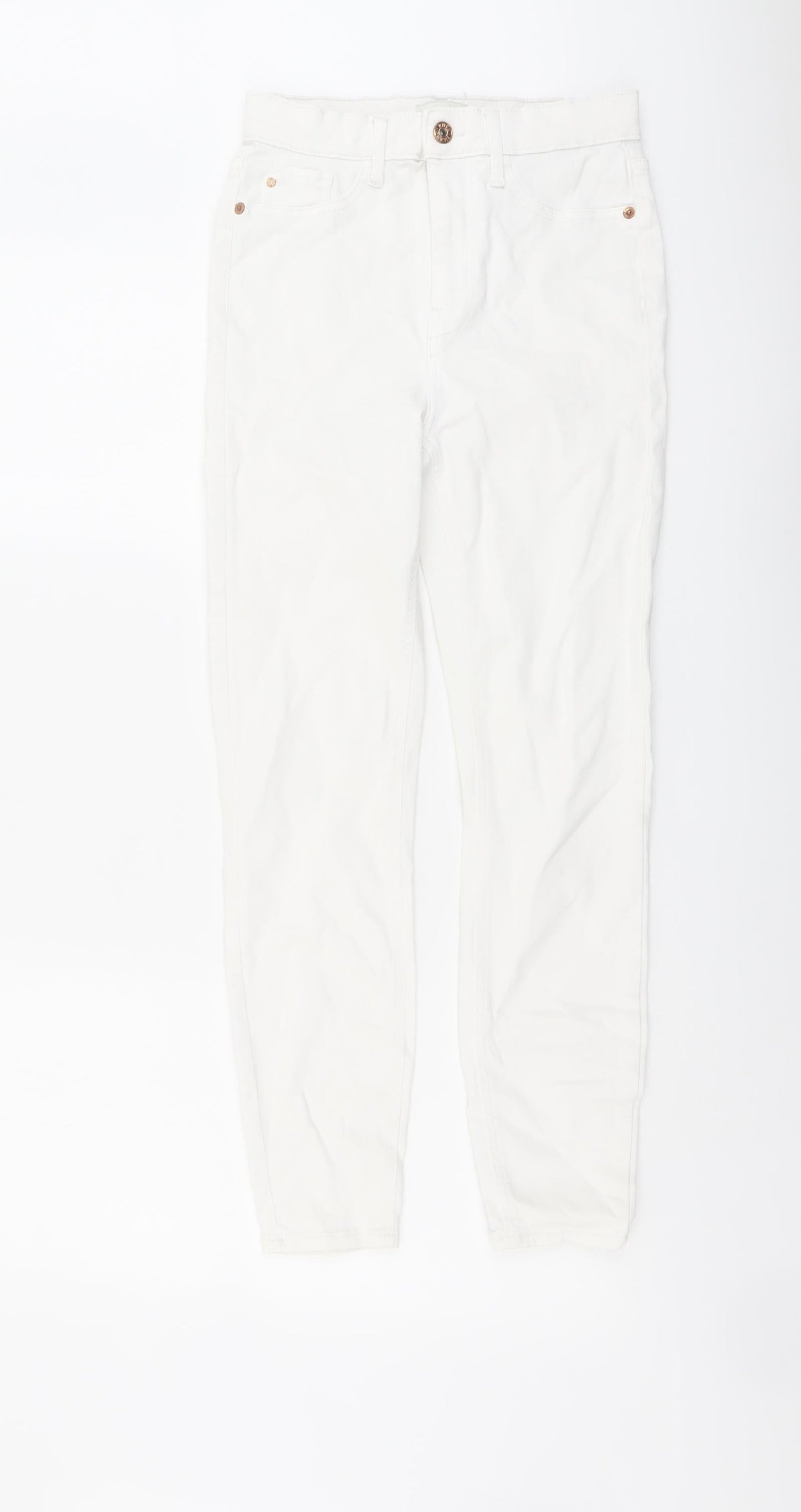 River Island Womens White Cotton Skinny Jeans Size 8 L25 in Regular Button