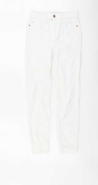 River Island Womens White Cotton Skinny Jeans Size 8 L25 in Regular Button