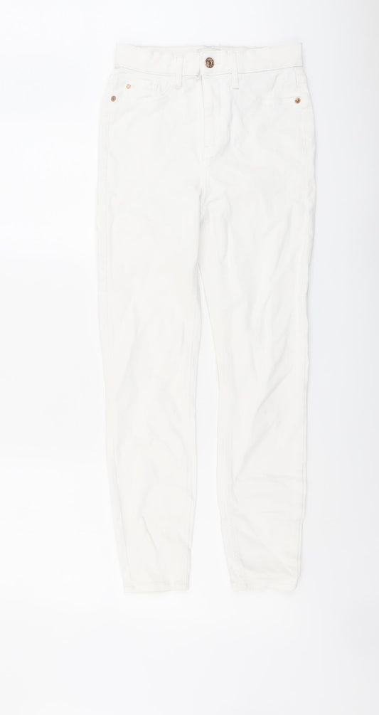 River Island Womens White Cotton Skinny Jeans Size 8 L25 in Regular Button