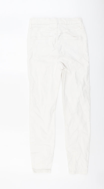 River Island Womens White Cotton Skinny Jeans Size 8 L25 in Regular Button