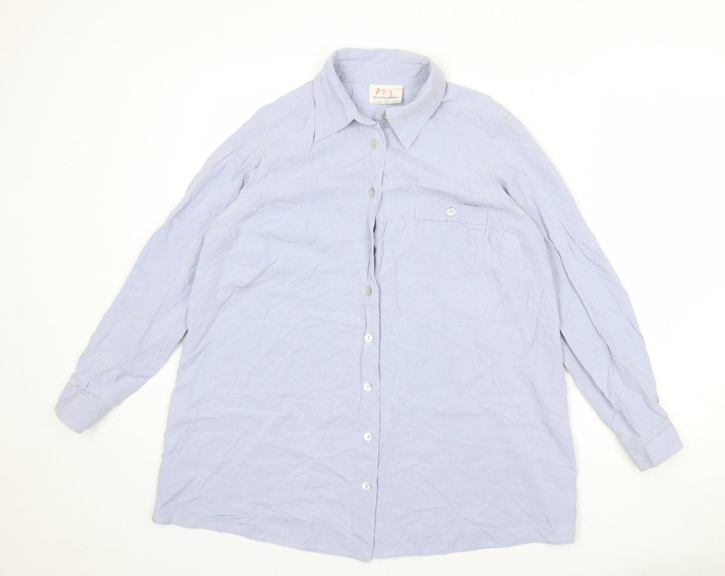 Womens UK Size 12 Dorothy Perkins Blue Basic Button-Up