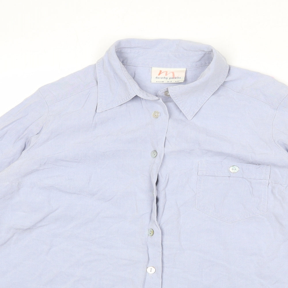 Womens UK Size 12 Dorothy Perkins Blue Basic Button-Up