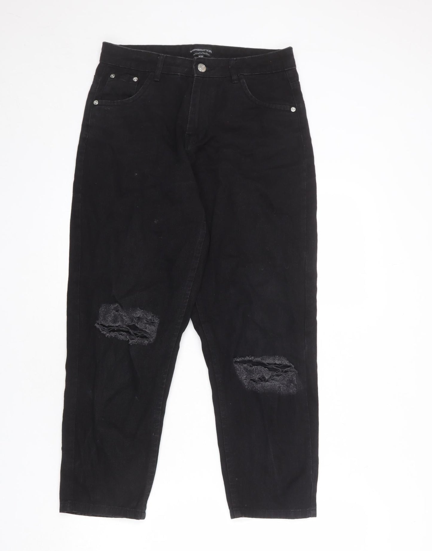 Wednesday's Girl Womens Black Cotton Mom Jeans Size 28 in L25 in Regular Zip